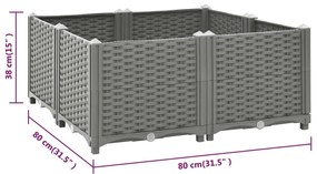 Ζαρντινιέρα 80 x 80 x 38 εκ. από Πολυπροπυλένιο - Γκρι