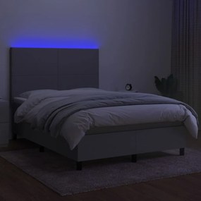 vidaXL Κρεβάτι Boxspring με Στρώμα &amp; LED Αν.Γκρι 140x200εκ. Υφασμάτινο