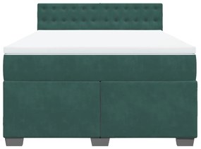 Κρεβάτι Boxspring με Στρώμα Σκούρο Πράσινο 140x200εκ. Βελούδινο - Πράσινο