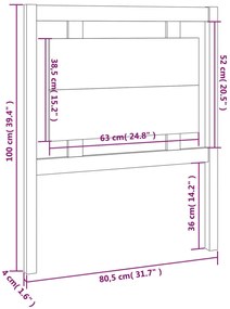 vidaXL Κεφαλάρι Κρεβατιού 80,5 x 4 x 100 εκ. από Μασίφ Ξύλο Πεύκου