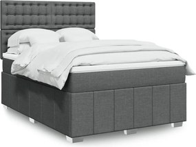 vidaXL Κρεβάτι Boxspring με Στρώμα Σκούρο Γκρι 140x190 εκ. Υφασμάτινο