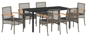 vidaXL Σέτ φαγητού για κήπο 7 pcs Γκρι συνθετικό ρατάν
