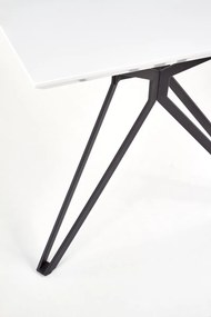 Τραπέζι Houston 466, Γυαλιστερό λευκό, Μαύρο, 76x90x160cm, 35 kg, Ινοσανίδες μέσης πυκνότητας, Μέταλλο | Epipla1.gr