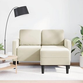 vidaXL 2θέσιος καναπές με καναπέ σε σχήμα L Κρεμ 125 εκ. Βελούδινος