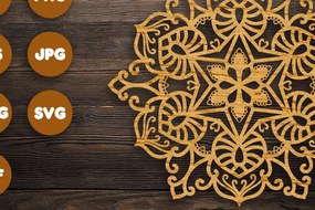 Σετ των 2 Intra απο ξύλο plywood 3mm-4mm πάχος 3D Floral Mandala για Cricut Δίασταση 30x30 cm INTRAFABR-74109519