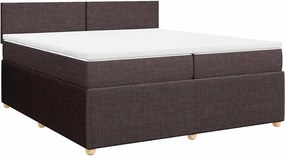 vidaXL Κρεβάτι Boxspring με Στρώμα Σκούρο Καφέ 200x200 εκ. Υφασμάτινο