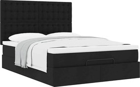 vidaXL Οθωμανικό κρεβάτι με στρώμα Μαύρο 140x190cm Ύφασμα