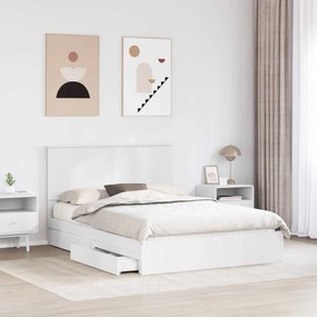 vidaXL Κρεβάτι Αποθήκης Λευκό 160 x 200 cm Επεξεργασμένο ξύλο