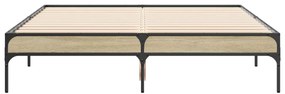 vidaXL Πλαίσιο Κρεβατιού Sonoma Δρυς 120x190 εκ. Επεξ. Ξύλο &amp; Μέταλλο