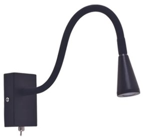 Φωτιστικό Τοίχου - Απλίκα SE 124-1AB CABLE WALL LAMP BLACK MAT B1 - Μέταλλο - 77-3589