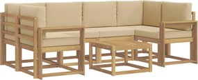 vidaXL Σειρά Καναπέ Εξωτερικού με μαξιλάρι 7 pcs Λευκό και Μπεζ