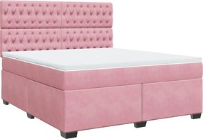 vidaXL Κρεβάτι Boxspring με Στρώμα Ροζ 180x200 εκ. Βελούδινο