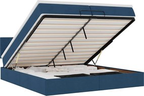 vidaXL Οθωμανικό κρεβάτι με στρώμα μπλε 200x200 cm ύφασμα