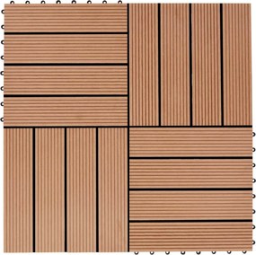 vidaXL Πλάκα Κατασκευής 11 pcs Ξύλο teak 30 x 30 cm WPC