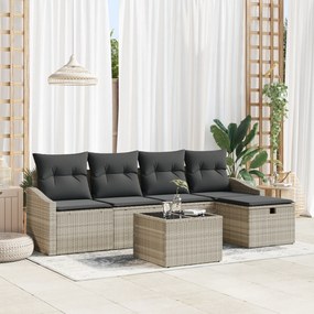 vidaXL Σετ Καναπέ 6 κομματιών με Μαξιλάρια Ανοιχτό Γκρι Πολυρατάν