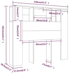 Κεφαλάρι Με Αποθηκευτικό Χώρο Λευκό 120x18,5x102,5 εκ. - Λευκό