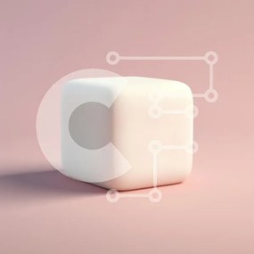Intra Συλλεκτικό Ξύλινο Παζλ Plywood  4mm - Μινιμαλιστικός λευκός κύβος σε ροζ φόντο Σε Ξύλινο Κουτί - Διαστάσεις Puzzle: 10x10 cm – 25 κομμάτια