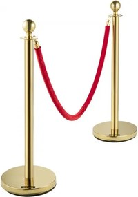 VEVOR Velvet Ropes and Posts Gold Stanchion 5ft/1.5m Crowd Control Barriers 4PCS