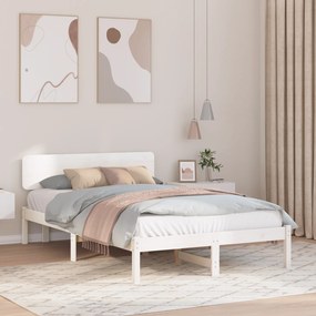vidaXL Κρεβάτι με Κεφαλάρι Λευκό 140x190 εκ Μασίφ Ξύλο Πεύκου