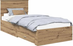 vidaXL Σκελετός Κρεβατιού Artisan Δρυς 90 x 190 cm Επεξεργασμένο Ξύλο