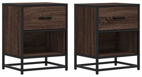 vidaXL Κομοδίνα 2 τεμ. Καφέ Δρυς 40x31x50 εκ. από Επεξεργασμένο Ξύλο