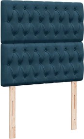vidaXL Κρεβάτι Boxspring με Στρώμα Μπλε 90x200 εκ. Βελούδινο