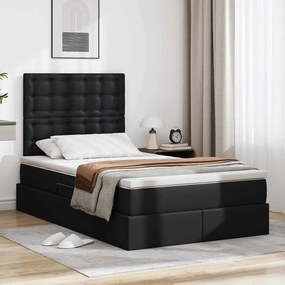 vidaXL Κρεβάτι Αποθήκης με στρώμα Μαύρο 120 x 200 cm Τεχνητό Δέρμα