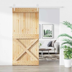 vidaXL Συρόμενη Πόρτα Φυσικό και Λευκό 95 x 210 cm