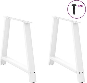 vidaXL Πόδια Τραπεζαρίας σε Σχήμα Α, 2 τεμ. Λευκά 90x(72-73) εκ. Ατσάλι