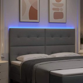 vidaXL LED κεφαλάρι Ανοιχτό γκρι ύφασμα