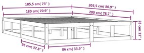 Πλαίσιο Κρεβατιού 180 x 200 εκ. Μασίφ Ξύλο Super King Size - Καφέ