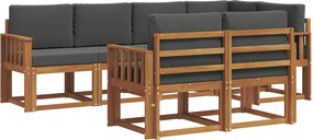 vidaXL Σειρά Καναπέ Εξωτερικού με μαξιλάρι 7 pcs Φυσικό και Ανθρακί