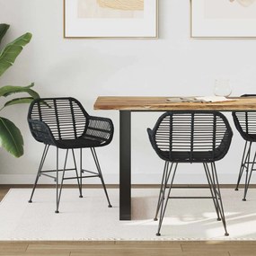 vidaXL Καρέκλα τραπεζαρίας 2 pcs Καλάμι και Σίδερο Μαύρο