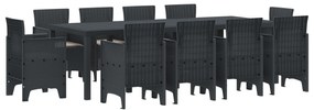 vidaXL Σετ Τραπεζαρίας Κήπου 11 pcs Ανθρακί 250 x 100 x 73 εκ