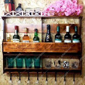 Intra απο ξύλο plywood 3mm-4mm πάχος – Επιτοίχιο Ράφι μπουκαλιού κρασιού και ράφι γυάλινης θήκης 20x25 cm INTRAVECTRY-MY559199