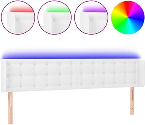 vidaXL Κεφαλάρι Κρεβατιού LED Λευκό 203x16x78/88 εκ. Συνθετ. Δέρμα