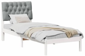 vidaXL Σκελετός Κρεβατιού με Επενδεδυμένο Κεφαλάρι Λευκό 75 x 190 cm