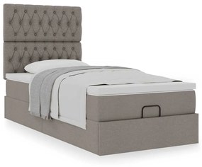 vidaXL Οθωμανικό κρεβάτι με στρώμα Taupe 90x190cm ύφασμα