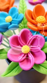 Intra Συλλεκτικό Ξύλινο Παζλ Plywood 4mm - Σύνθεση πολύχρωμων πλαστικών λουλουδιών Σε Ξύλινο Κουτί - Διαστάσεις Puzzle: 10x10 cm – 25 κομμάτια