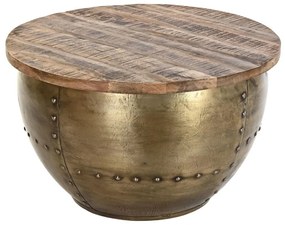 Τραπεζάκι Καφέ DKD Home Decor Glamour Καφέ Χρυσό Μέταλλο Ξύλο από Μάνγκο 68 x 68 x 44 cm