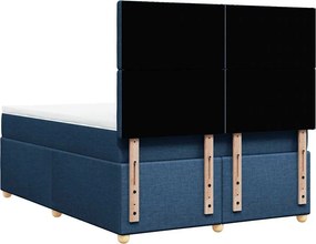 vidaXL Κρεβάτι Boxspring με Στρώμα Μπλε 140x190 εκ. Υφασμάτινο