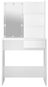 vidaXL Μπουντουάρ με LED Λευκό 74,5 x 40 x 141 εκ.