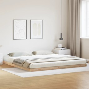 vidaXL Κρεβάτι δαπέδου Φυσικό 200 x 220 cm Μασίφ ξύλο πεύκου