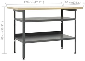 vidaXL Πάγκος Εργασίας με Τρία Πάνελ Τοίχου και Ένα Ντουλάπι