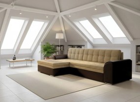 Γωνιακός καναπές Comfort-Αριστερή-Καφέ - Μπεζ