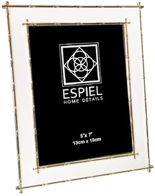 Κορνίζα Μεταλλική Χρυσή-Λευκή ESPIEL 20x25εκ. FAM762