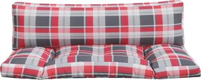 vidaXL Μαξιλάρια Παλέτας 2 τεμ. Κόκκινα Καρό Ύφασμα
