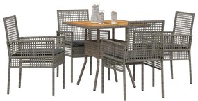 vidaXL Σέτ φαγητού για κήπο 5 pcs Γκρι Πολυ ράταν