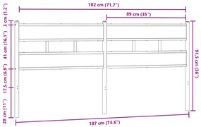 vidaXL Κεφαλάρι Καφέ Δρυς 180 εκ. Ατσάλι/Επεξεργασμένο Ξύλο