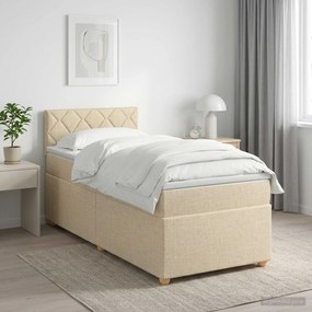 vidaXL Κρεβάτι box spring με στρώμα Κρεμ 100 x 200 cm Ύφασμα